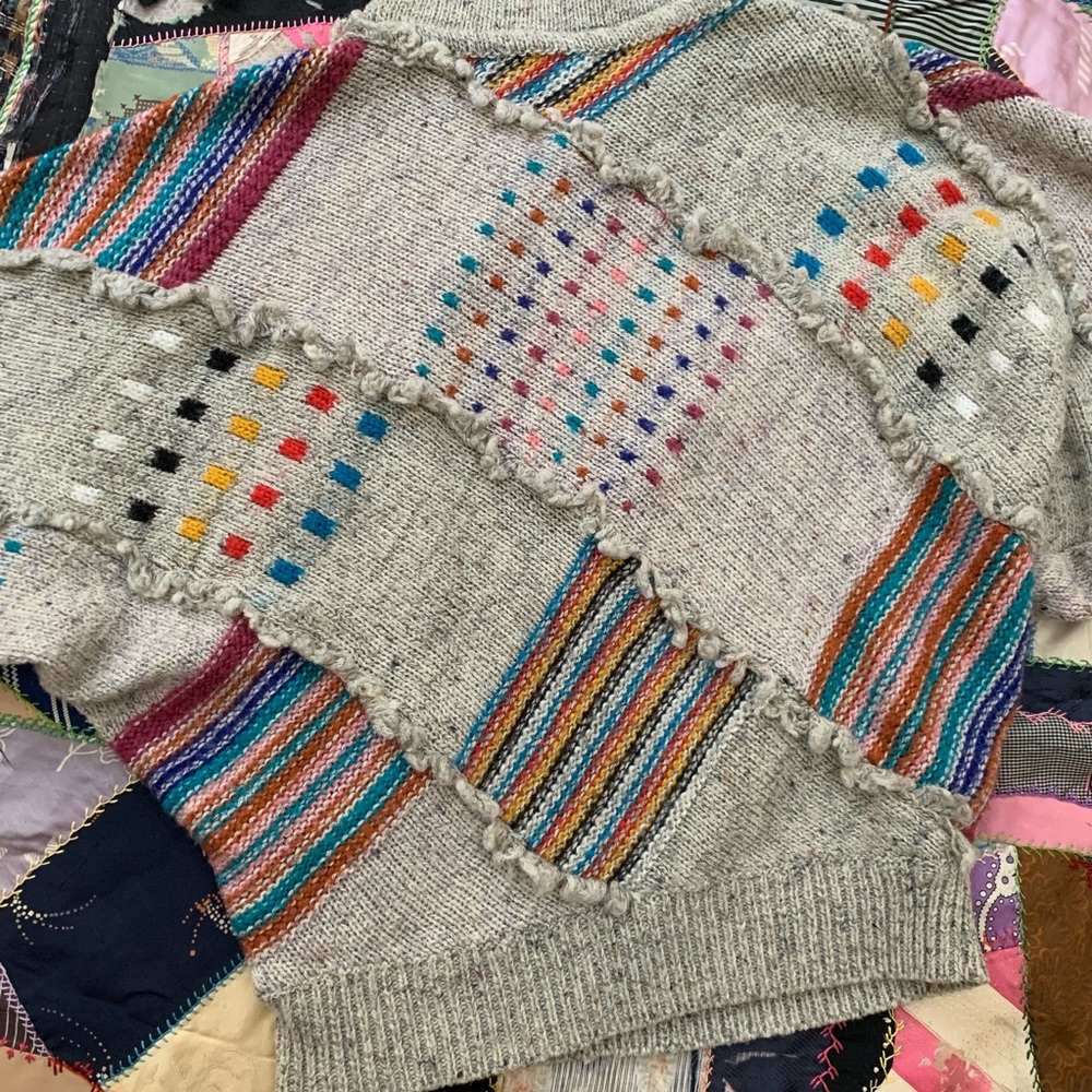 Vintage 80s Multi-Color Pattern Turtleneck - Picture 5 of 8